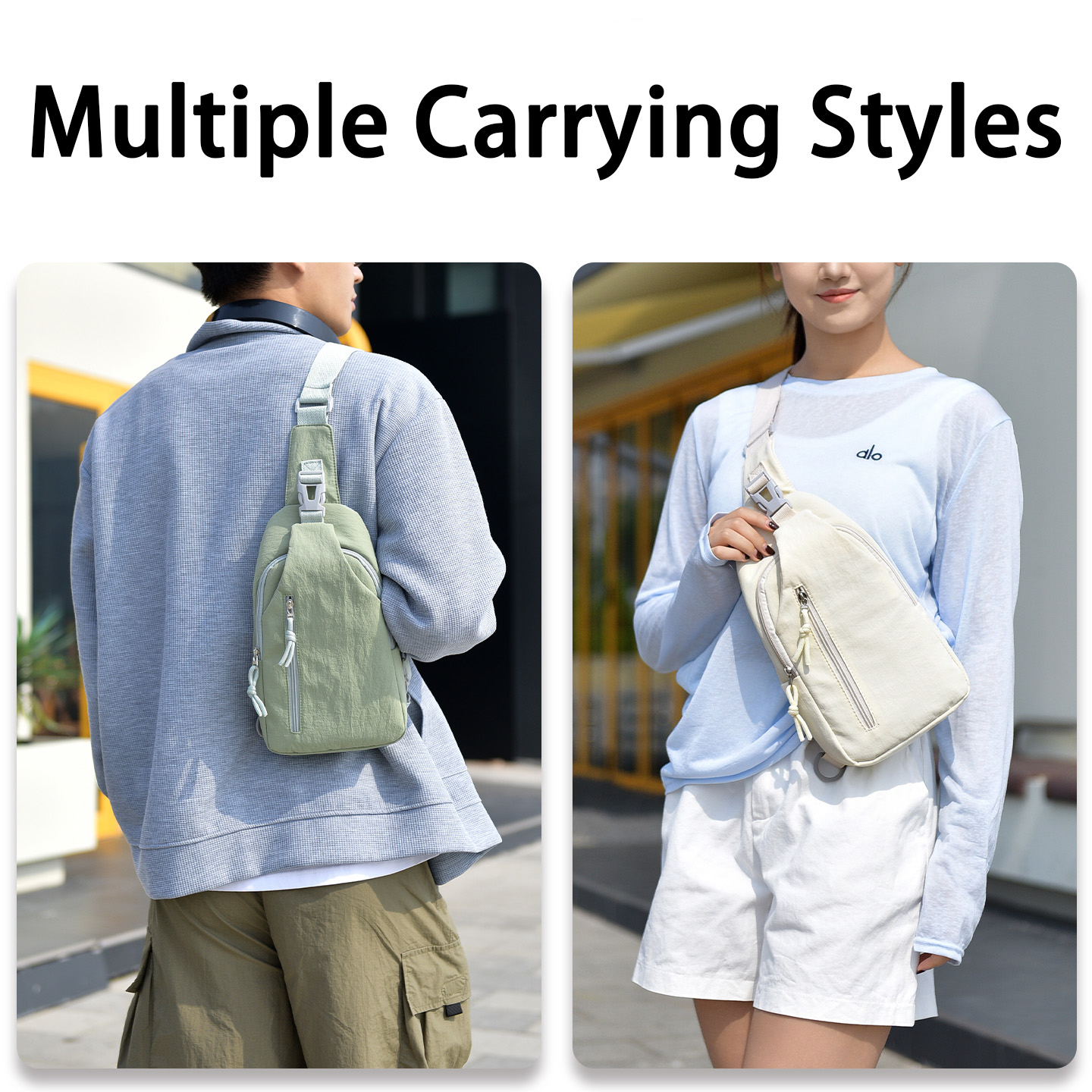 Modelos quentes de homens e mulheres com os mesmos modelos de bolsa transversal casual, bolsa de peito de nylon de grande capacidade, deslocamento, viagens