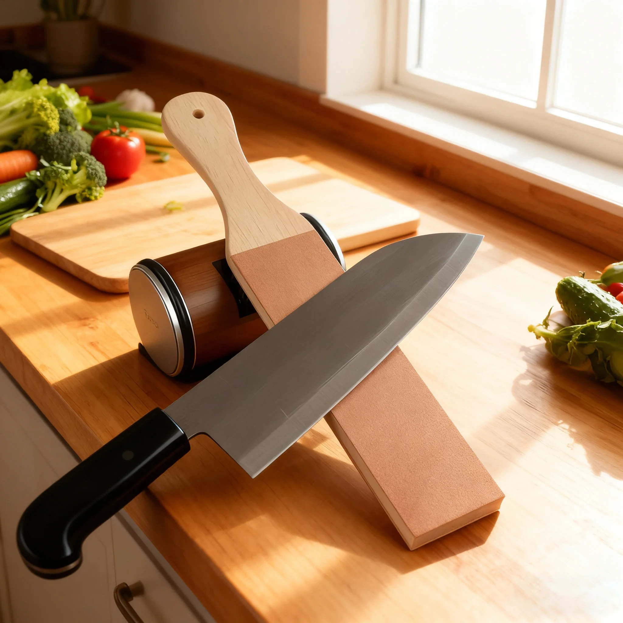 Afilador de cuchillos rodante, soporte magnético para cuchillos, piedra de afilar de diamante con rodillo angular de 15 y 20 grados, juego de accesorios de cocina