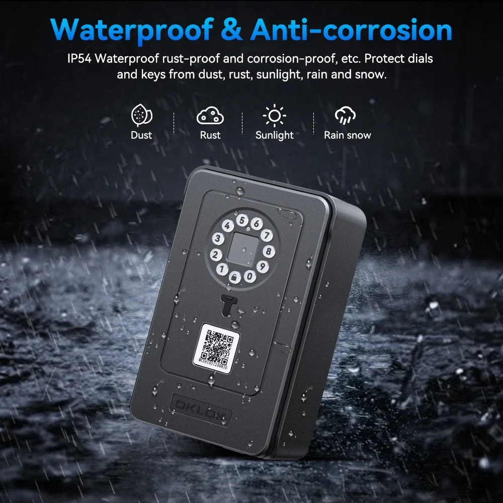 Camluxy Smart Key Box Vingerafdruk Veilig Opslagslot Sleutel 6 Digitale Wachtwoordcode Beveiliging Lockbox Combinatiecode IC-kaart Ontgrendelen