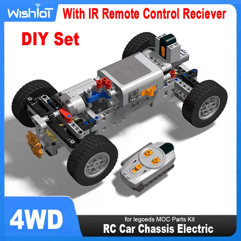 Chasis de coche teledirigido 4WD, conjunto eléctrico de tracción en las cuatro ruedas, chasis técnico de ladrillos, receptor de Control remoto IR, Kit de piezas MOC para legoeds