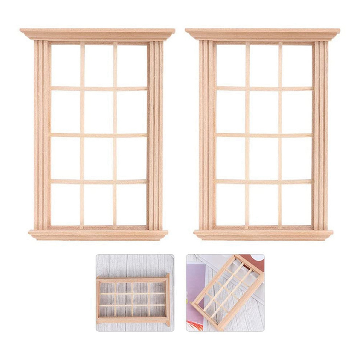 BAAU 6 ชิ้นมินิเฟอร์นิเจอร์บ้านตุ๊กตาจิ๋วหน้าต่างกรอบชุดตกแต่งเฟอร์นิเจอร์ของเล่น