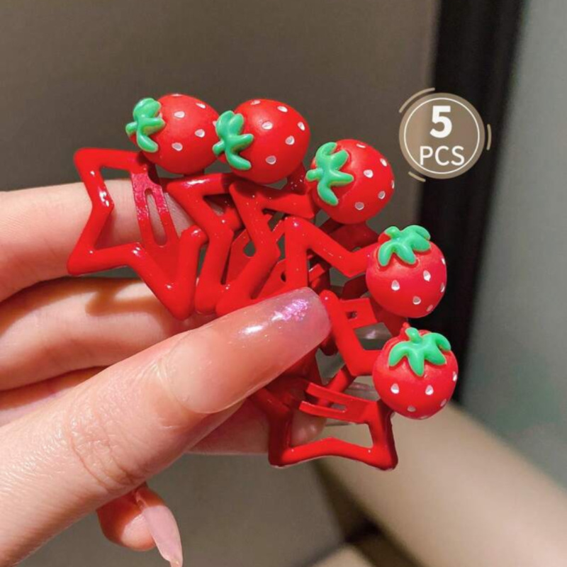 20 ชิ้น/ล็อตใหม่ Red Star Snap คลิปสําหรับสาว Waterdrop Barrettes สีดํา Hairpin ผู้หญิงเงินคลิปผมอุปกรณ์เสริม Kawaii BB คลิป