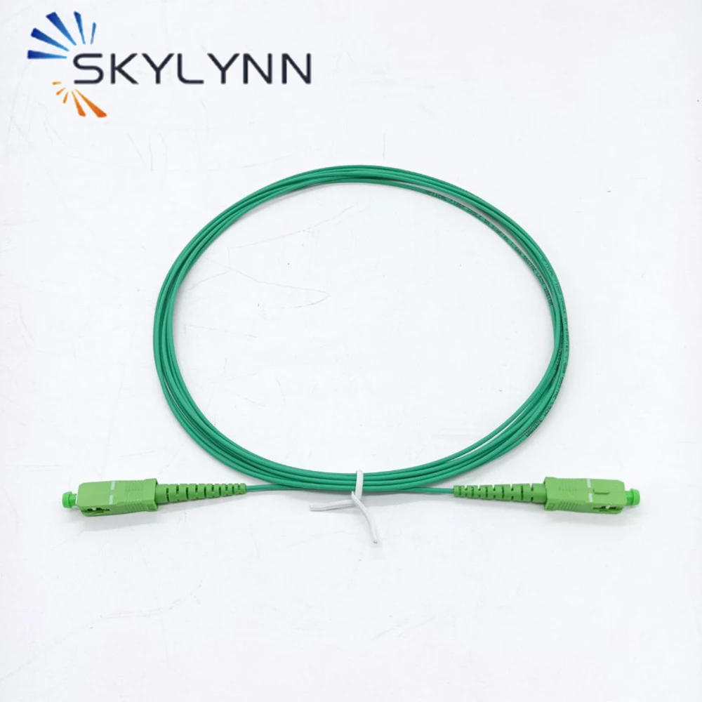 Personalizado 100 Uds SC/APC-SC/APC modo único G657A2 núcleo Simplex 1,6mm de diámetro Cable de conexión de fibra óptica chaqueta LSZH verde 3,5 M