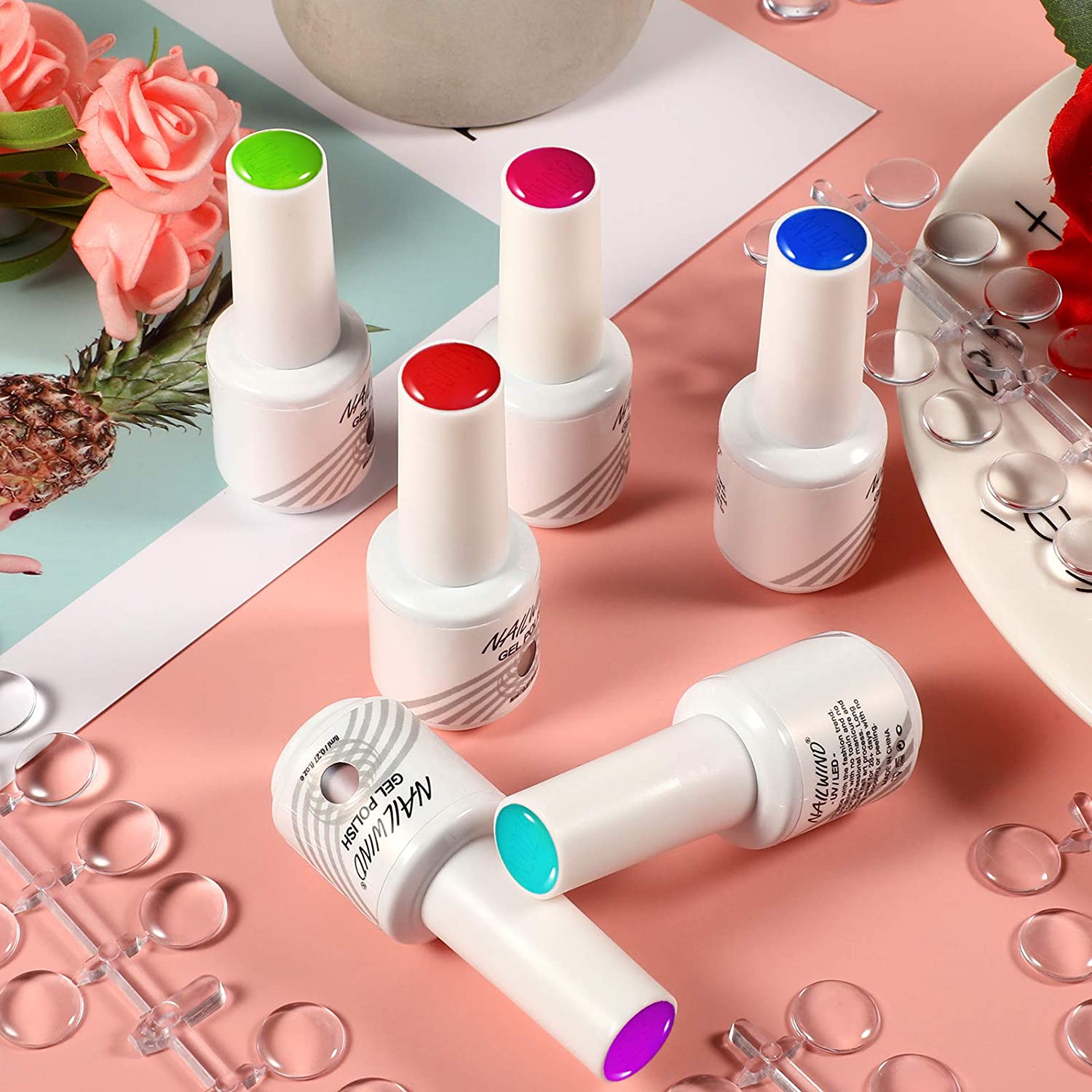 120/24pcs Nail Polish Display Nail Color Chart Table With Stickers UV/Gel/Polish Nail Capsule Gel Tips Display Showing Shelf