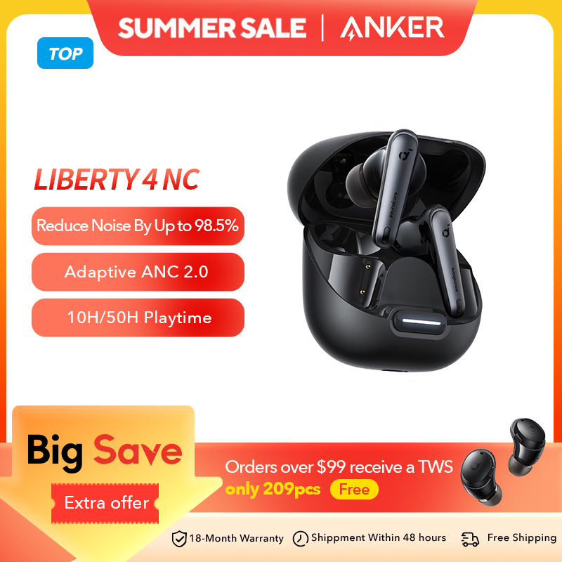 Soundcore от Anker Liberty 4 NC Беспроводные наушники с шумоподавлением Беспроводные Bluetooth-наушники TWS Беспроводные наушники