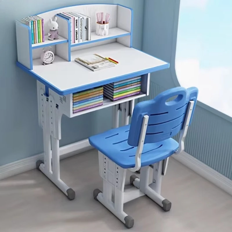 New Ergonomic Children's Learning Desk with Bookshelf Home Furniture Height Adjustable Kids Study Table and Chair Set for Child