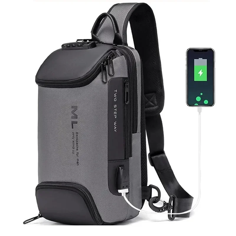 Männer Mode Anti-diebstahl Lock Multifunktions Schulter Taschen USB Lade Sling Crossbody Reise Messenger Brust Tasche Pack Für Männliche