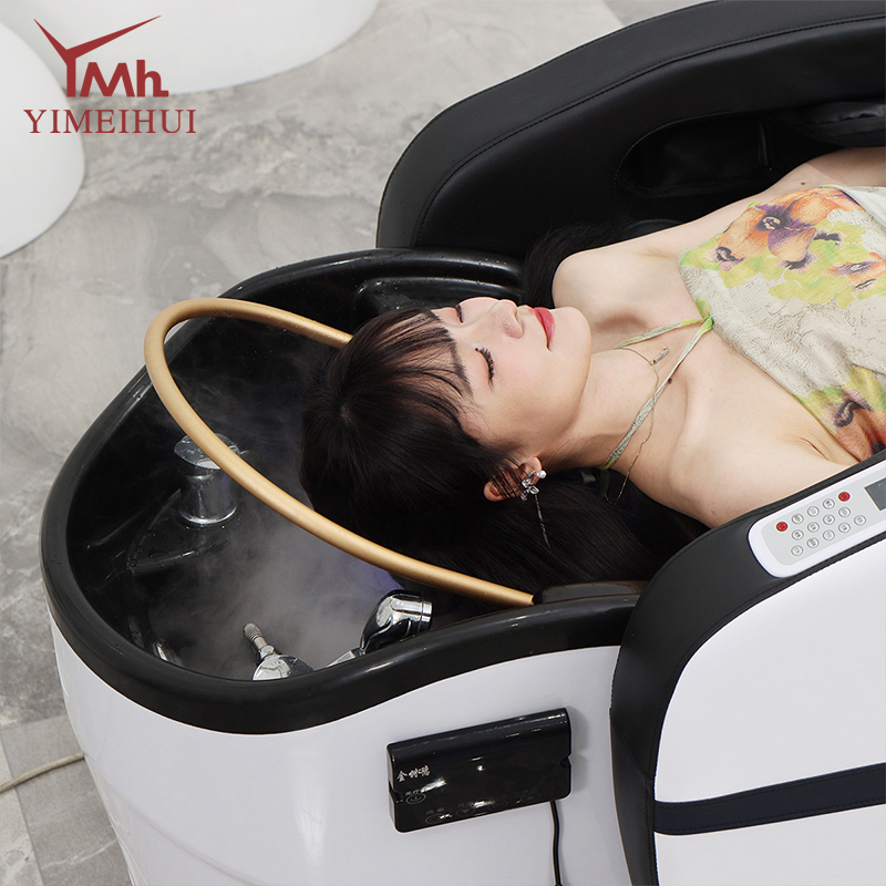Salón profesional eléctrico lavado de cabello silla de masaje cabeza terapia de agua champú cama para barbería