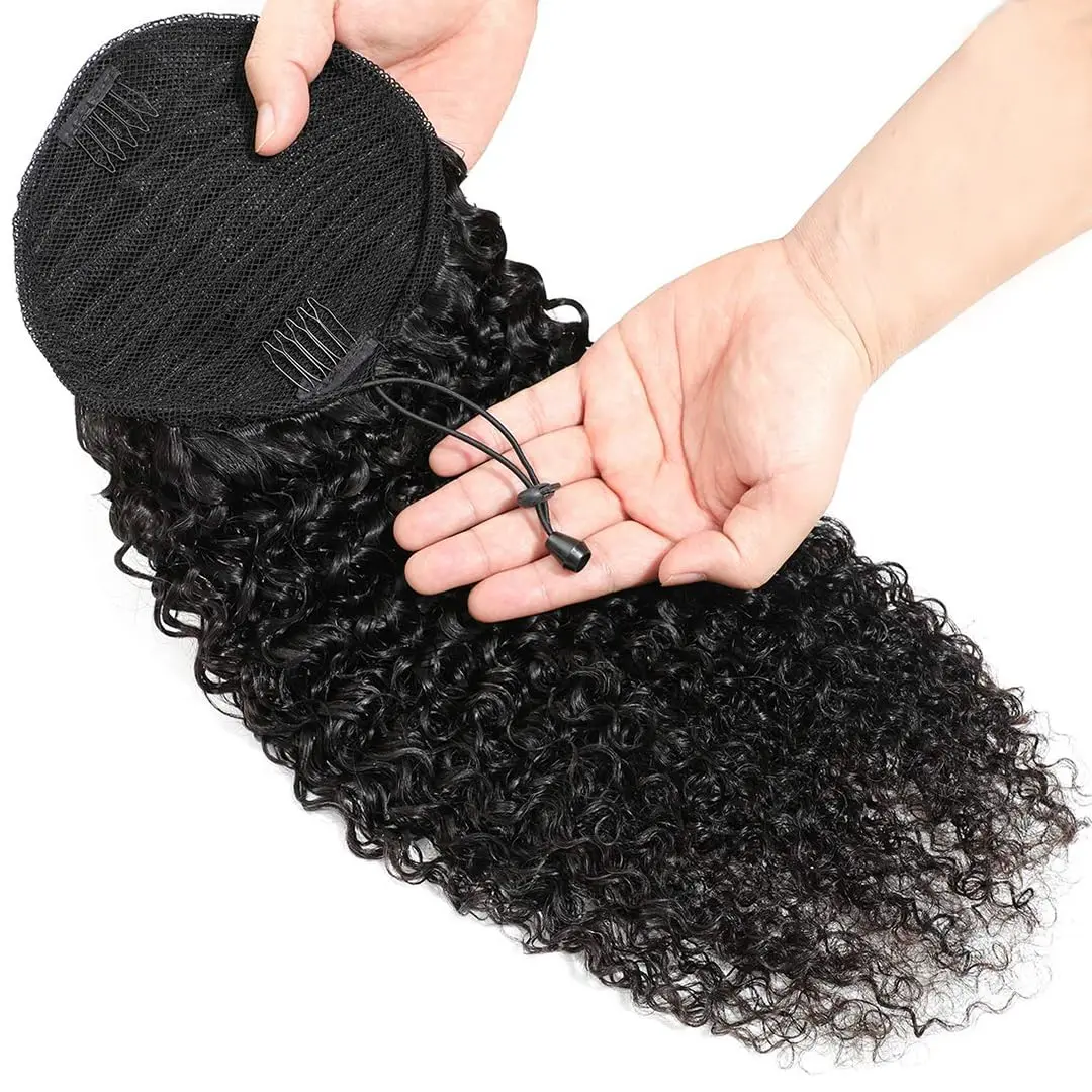 Ccolegio-extensiones de cabello humano rizado con cordón para mujer, cabello Afro rizado, 8-30 pulgadas