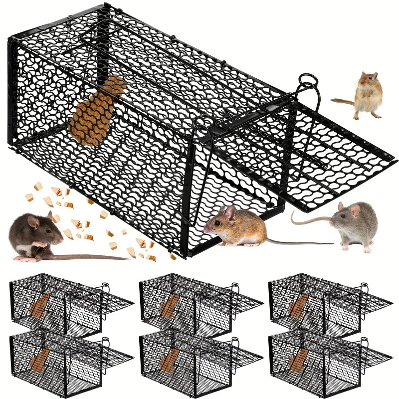1 Uds. Trampa para ratones, red de hierro segura y fuerte, trampa para ratones para el hogar, trampa para ratones humana reutilizable de Metal para interiores y exteriores, jaula para ratones