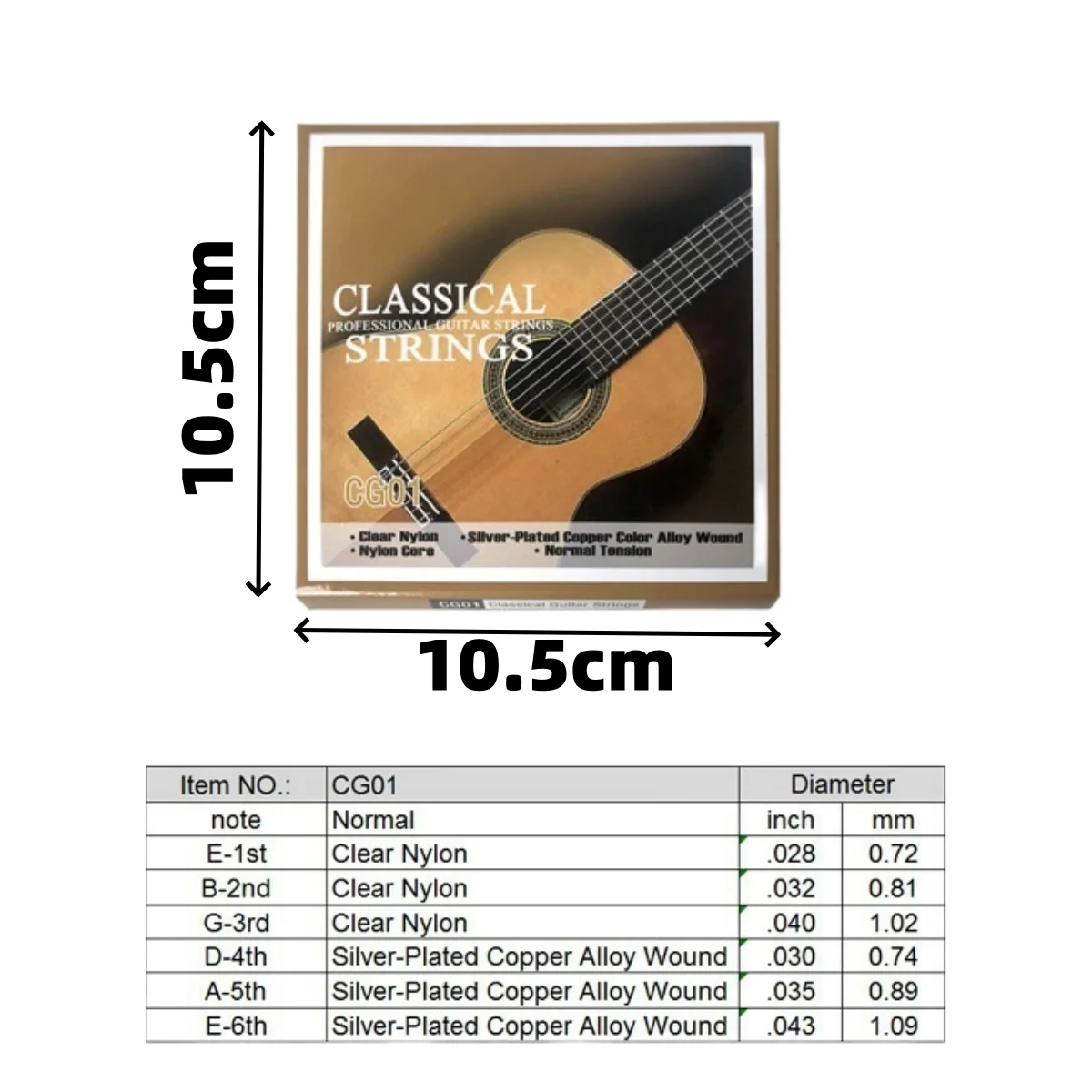 Corde per chitarra classica da 6 pezzi - Bassi con anima in nylon - Lega di rame placcata in argento avvolta - Tensione normale/Accessori per parti di chitarra
