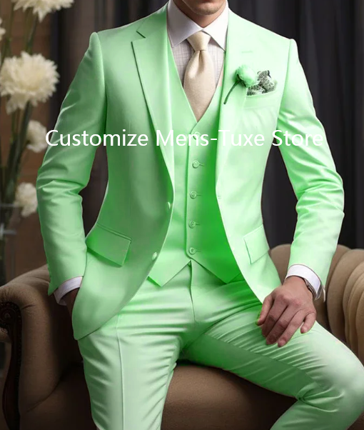 Eleganckie ślubne garnitury męskie marynarka Slim Fit 3 szt. Kurtka spodnie kamizelka luksusowy kostium Homme formalna impreza odzież męska