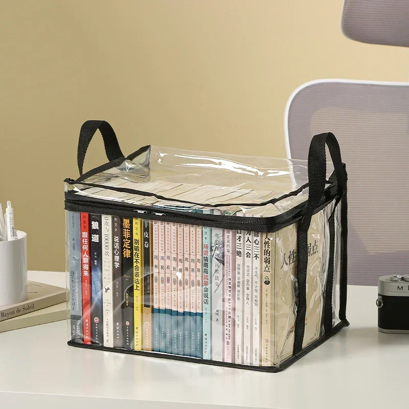 Foldable book box student dormitory classroom book organizer transparent waterproof household book organizing storage box