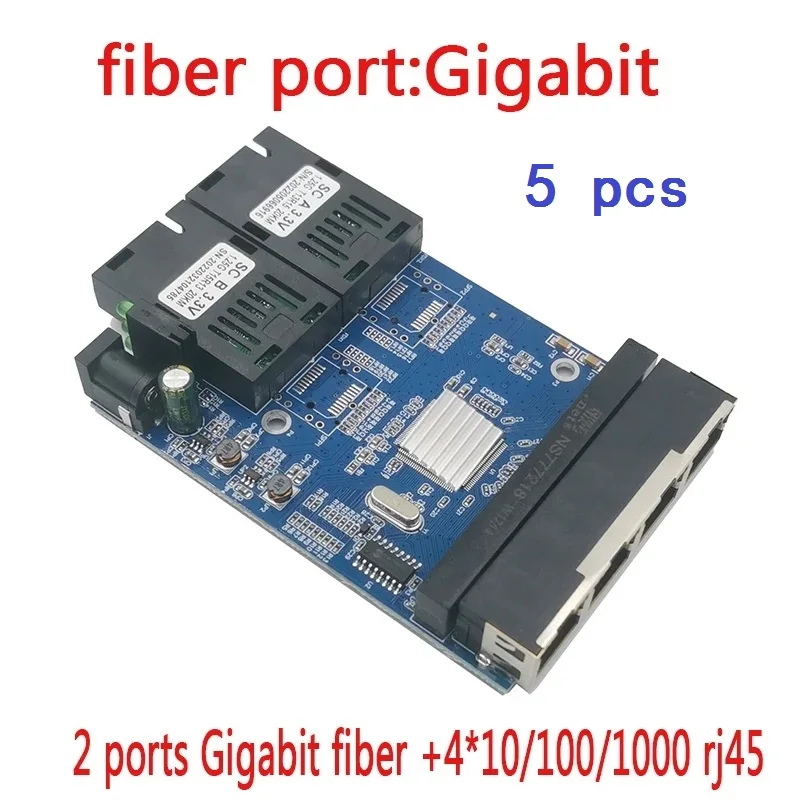 Switch in fibra 4 RJ45 UTP 2 SC Gigabit Convertitore multimediale in fibra ottica 2SC 4 RJ45 2G4E Ethernet Scheda PCBA