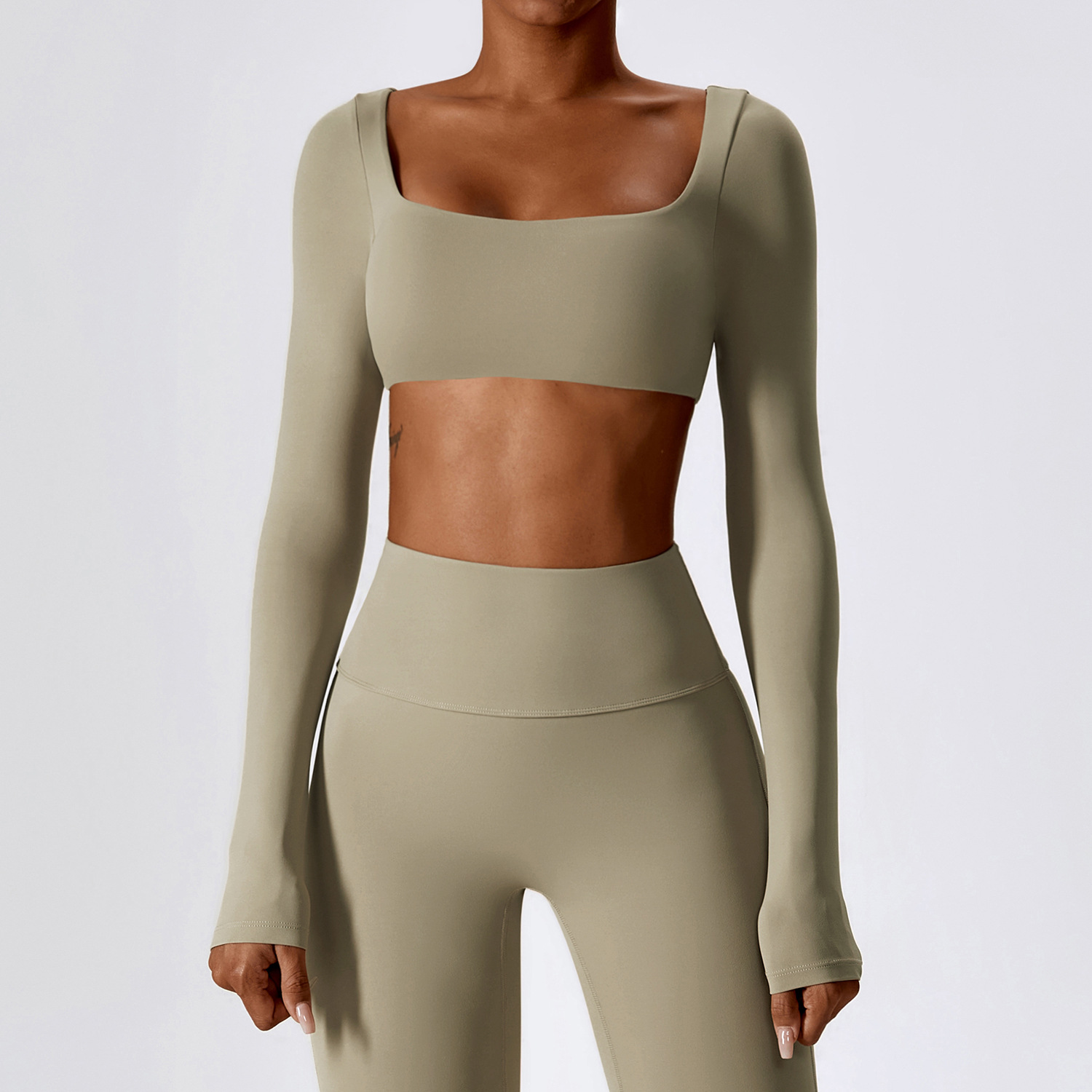 Tops cortos para mujer, camisetas de Yoga, Top deportivo liso, camisetas de manga larga para correr, ropa deportiva Sexy de secado rápido para gimnasio y Fitness con ombligo descubierto