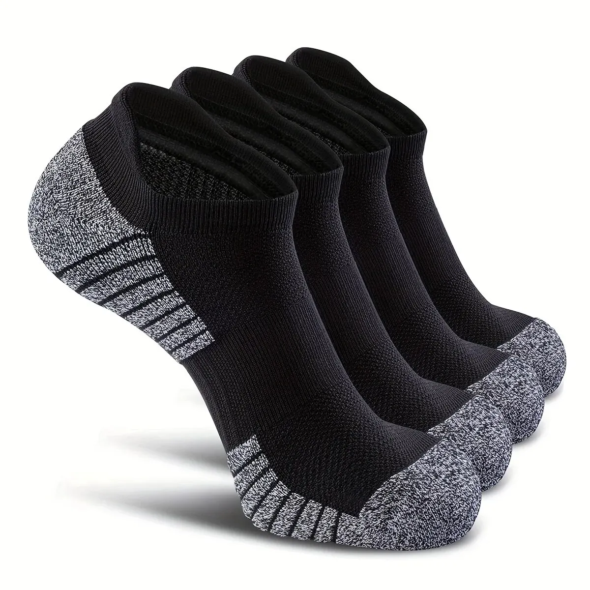 4 pares de calcetines invisibles atléticos transpirables informales que absorben la humedad para hombre calcetines a rayas con suela de cuello deportivo de alta calidad