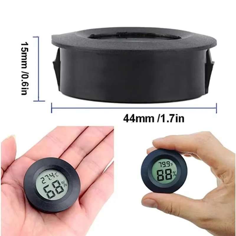 2 ~ 10 piezas + 70 ° C Mini LCD Digital termómetro higrómetro redondo temperatura humedad probador Sensor Detector para congelador caja de cigarros