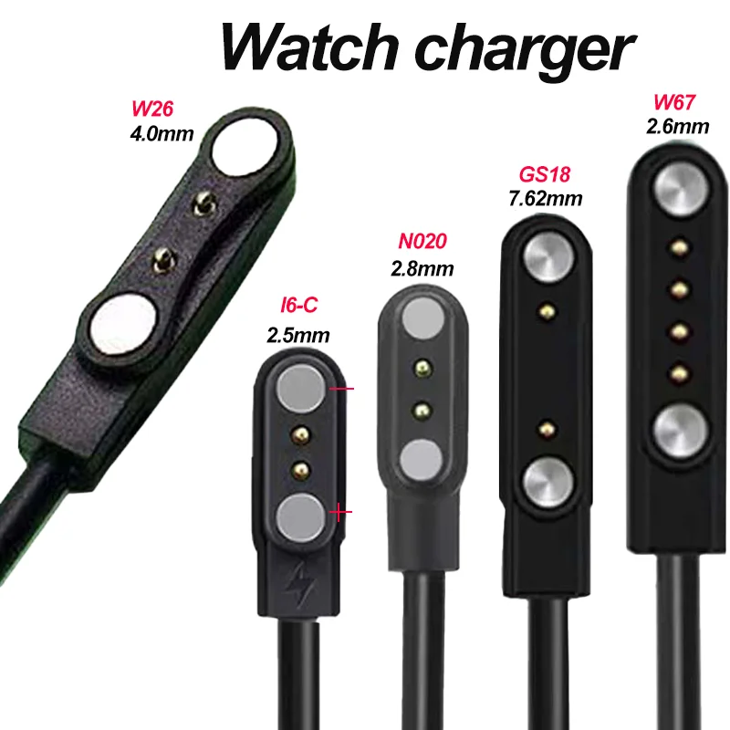 2 Pins 4 Pins Smartwatch Dock Ladegerät Adapter USB Ladekabel Kabel für Smart Watch Power Ladekabel Zubehör