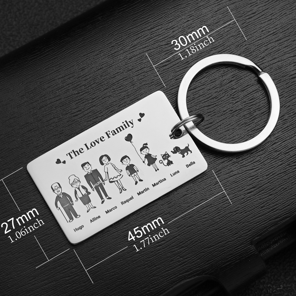 Personalized Family Keychain Stainless Steel Parents Children Present Families Member Customized Keyring Key Chain Ring Holder