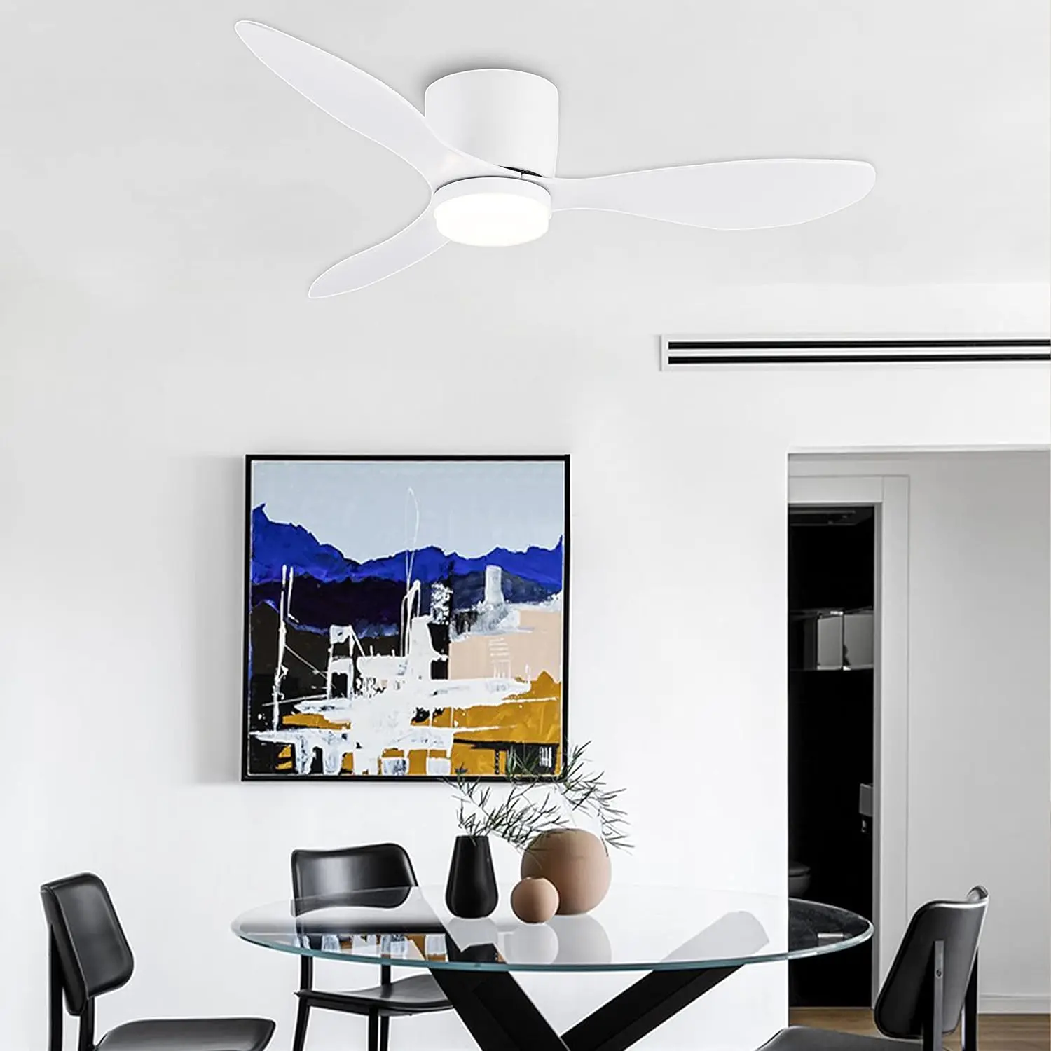 42Inch Mount Ceiling Fan Light with 3 Colors, 6 Speeds, Timing, Low Profile Ceiling Fan with Remote Control  Bedroom Dining Room