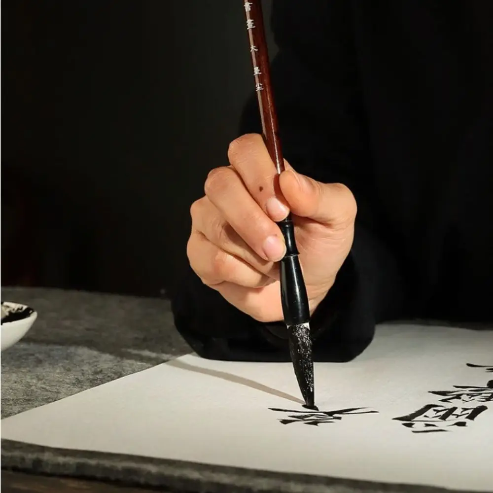 Traditional Chinese Calligraphy Brush Oil Painting Wolf Hair Scriptures Writing Brush Oil Watercolor Wood Art Paint Brush