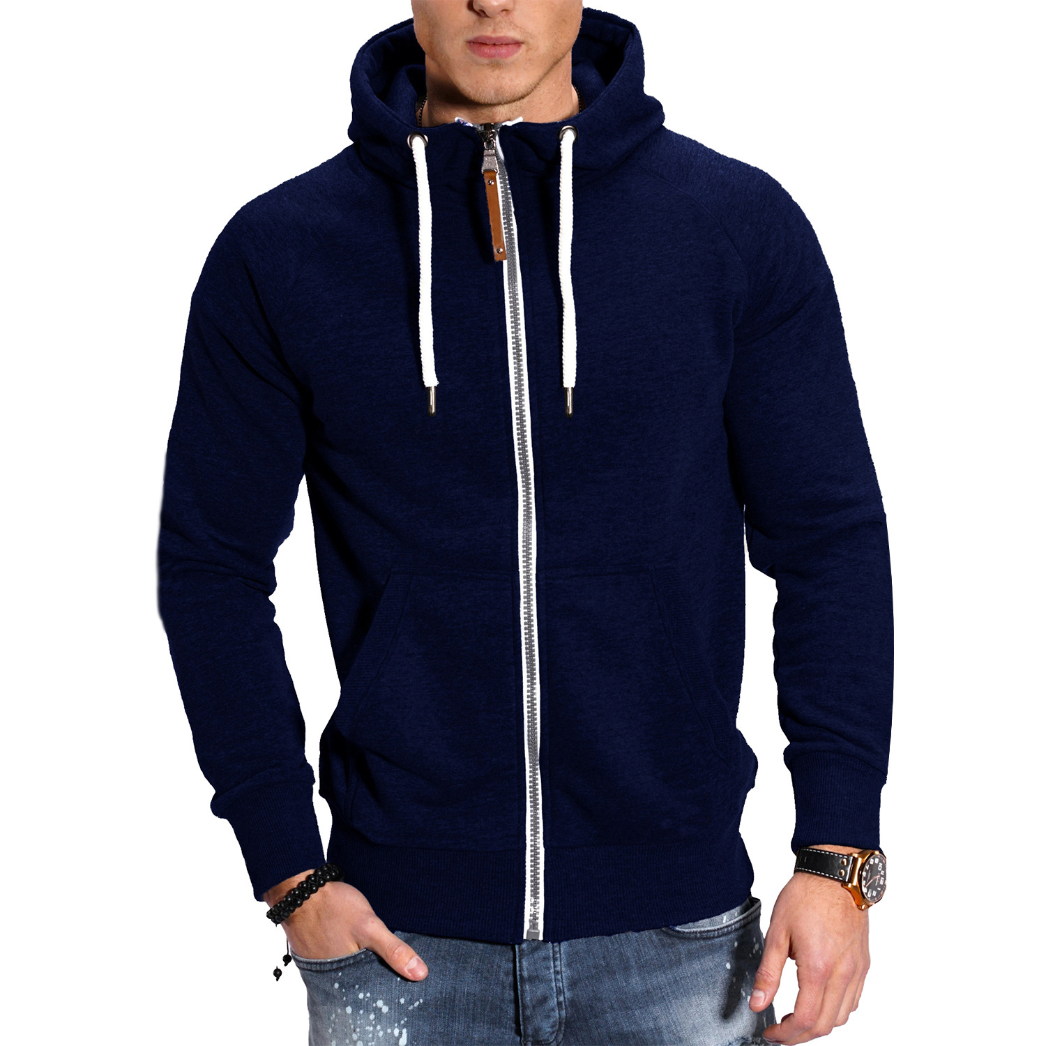 Herren Hoodies Langarm Sweatshirts für Männer Reißverschluss Kapuzenpullover Stehkragen Herren Sweatshirt Top Jacke Mantel Schwarzer Pullover