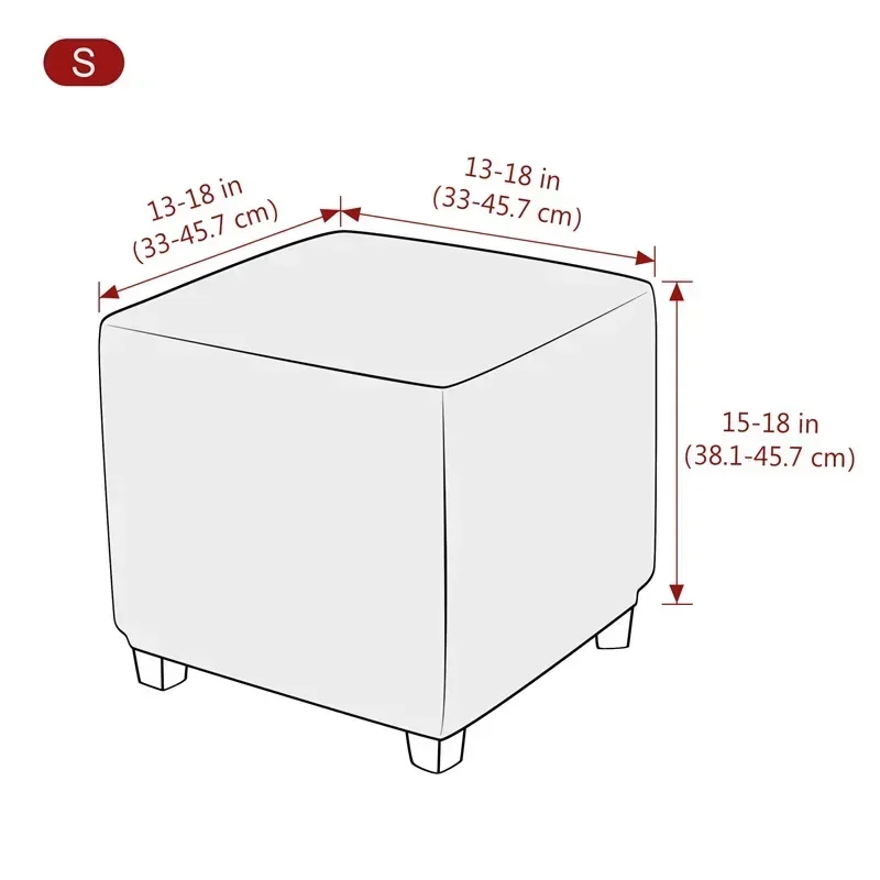 1 funda de taburete otomana elástica de Jacquard, fundas de taburete cuadradas elásticas, fundas de reposapiés duraderas todo incluido para sala de estar