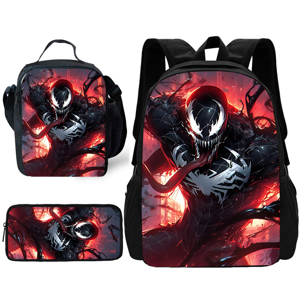  Conjunto de piezas de mochila escolar para niños Movie Venoms con bolsas para el almuerzo, bolsas para lápices, mochilas escolares para niños y niñas, el mejor regalo