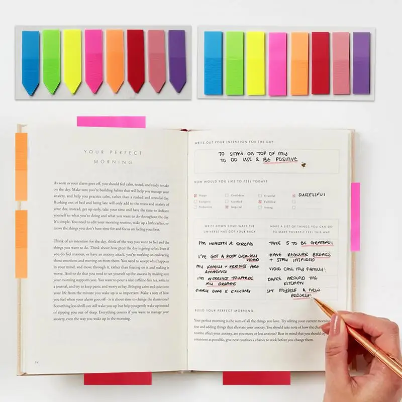 Penanda halaman Tab lengket 8 warna penanda halaman lengket Tab indeks lengket berwarna stiker Tab indeks neon transparan untuk
