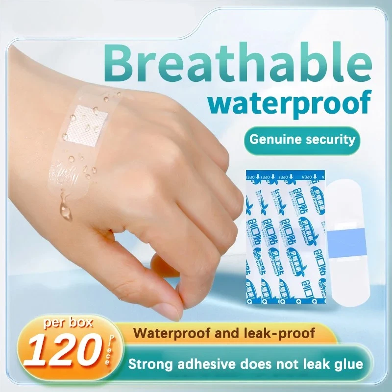 120 piezas de tirita impermeable, transparente, invisible, hemostática, transpirable, antidesgaste
