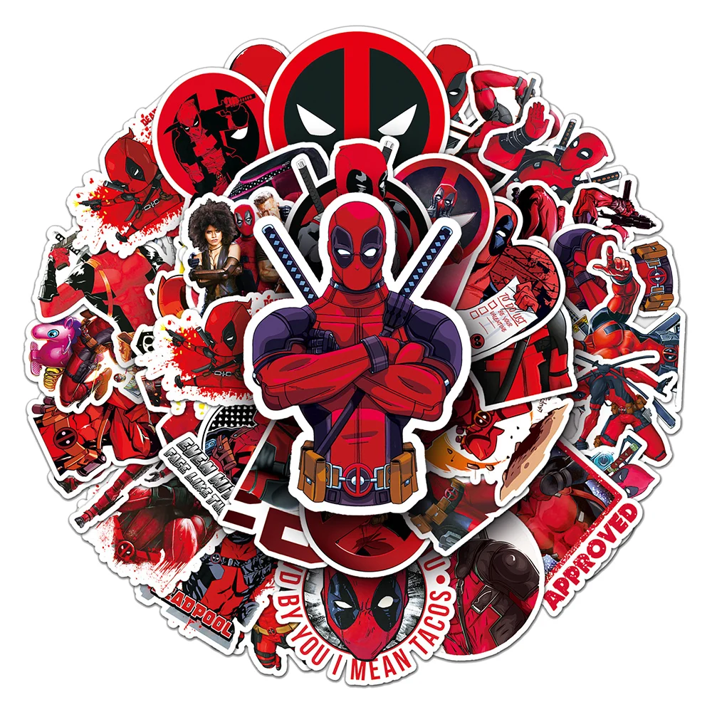 10/30/50pcs 멋진 애니메이션 Deadpool 낙서 스티커 클래식 디즈니 영화 스티커 가방 기타 자동차 만화 장식 데칼 팩