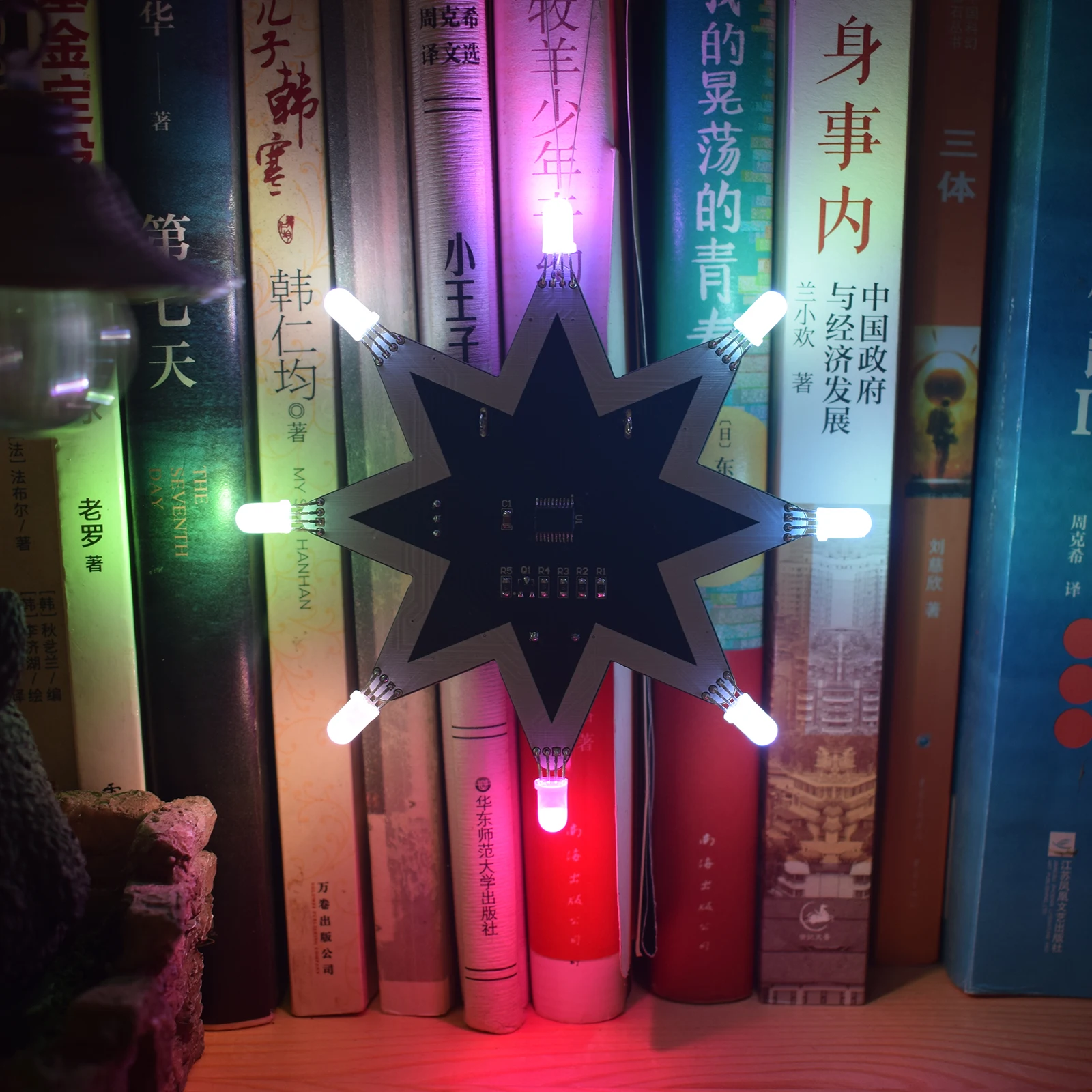 Caja de música con forma de estrella octogonal LED de Color, decoración de árbol de Navidad, teclado de órgano electrónico, Kit de fabricación electrónica DIY
