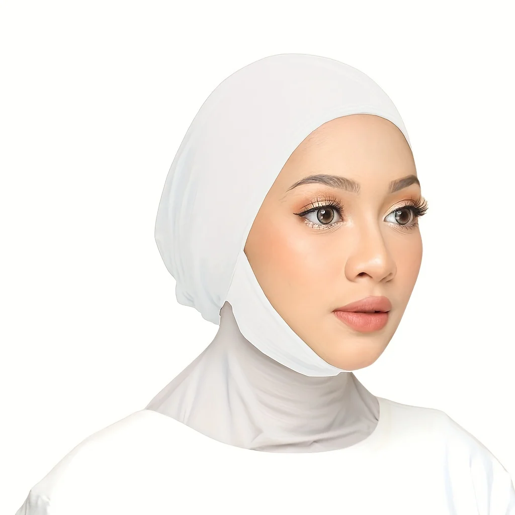 Turbante suave y elástico para mujer, gorro con cordones, Hijab interior ligero, Color sólido
