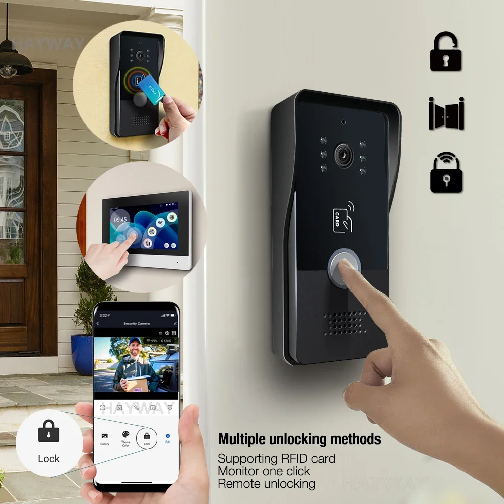 2 Draad IP Tuya Wifi 1080P Video Intercom Video Deurtelefoon 7 ''Kleur Touchscreen Camera Deurbel deur Beveiligingssysteem
