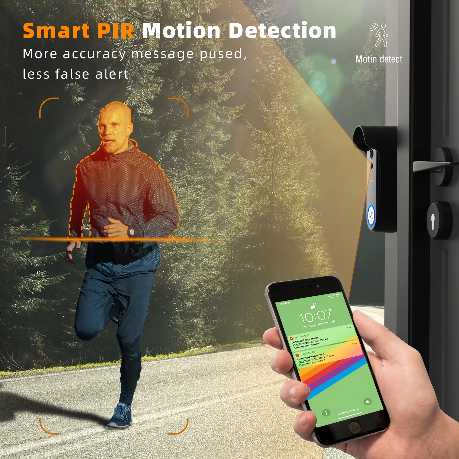 TMEZON Visiophone WiFi,Kit Interphone Vidéo sans fil video portier Ecran Tactile 7 pouces 1080P,IP55 Sonnette de camera à Batterie rechargeable,Vision Nocturne,PIR Détection de Mouvement,Contrôle APP
