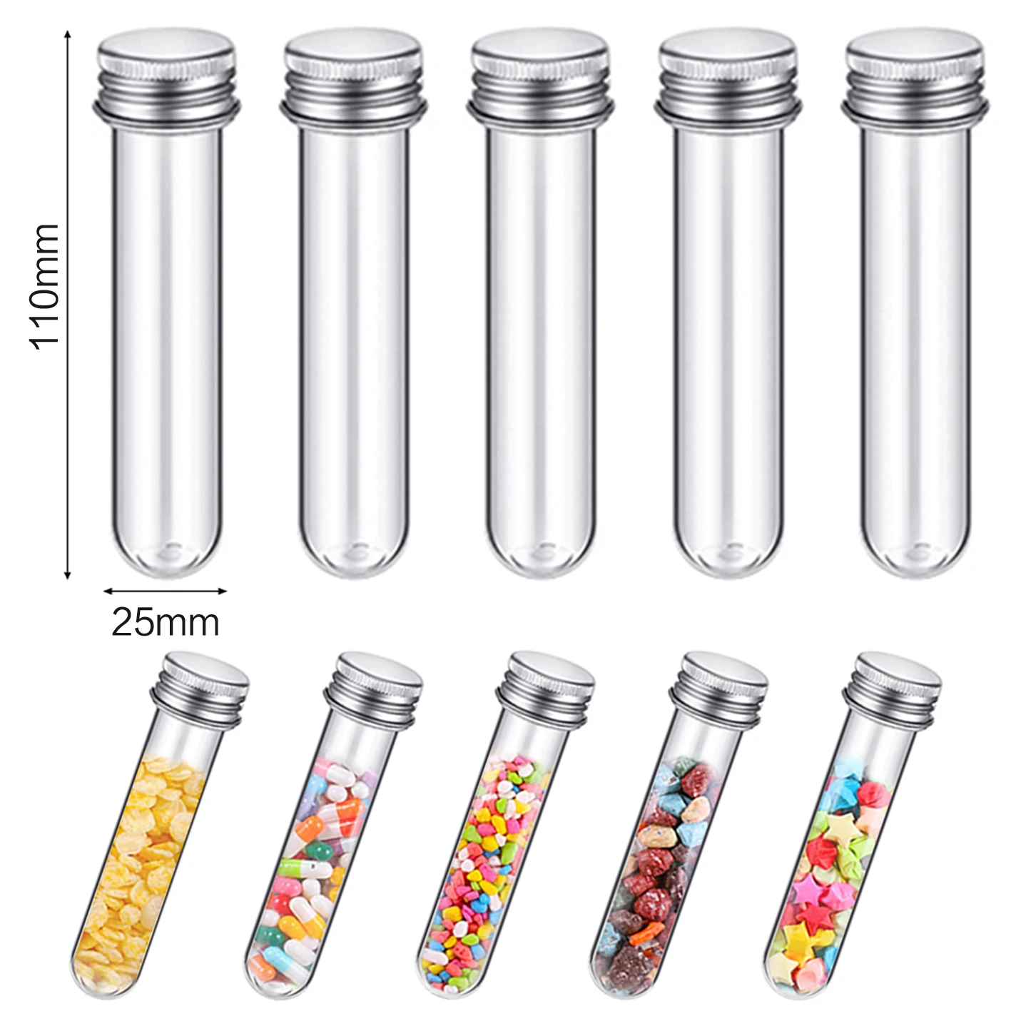 30PCS Lab 30ml หลอดทดสอบ PET ขวดโปร่งใสทรงกระบอกพลาสติกขวดรีฟิลขวดสําหรับหน้ากาก Candy ข้อมูลสาย 25*110 มม.