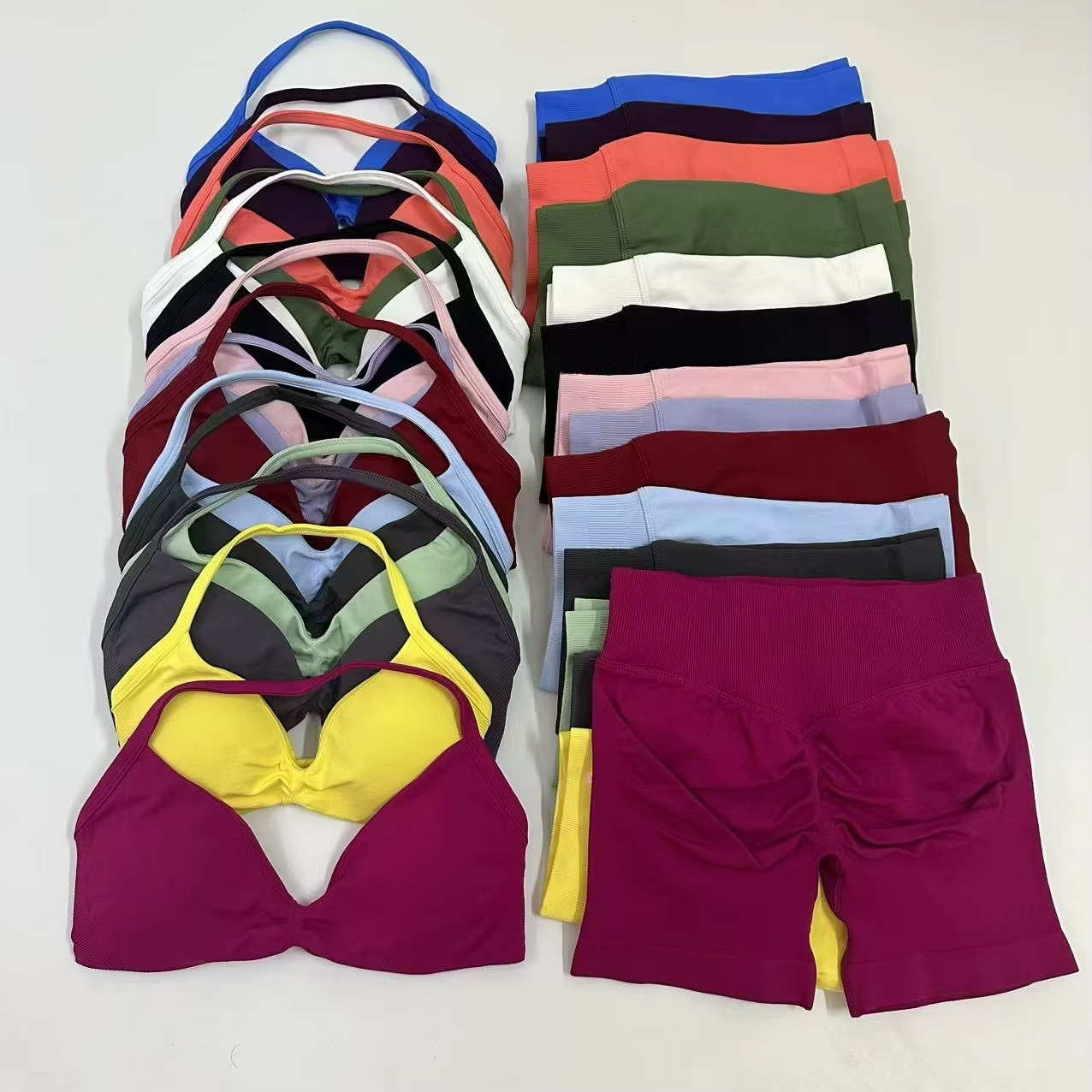 Женский ударный спортивный комплект из 2 предметов, бюстгальтер для йоги с ремешками, топ для тренировок, шорты для тренировок, спортивный костюм, одежда для фитнеса, бесшовный комплект для йоги