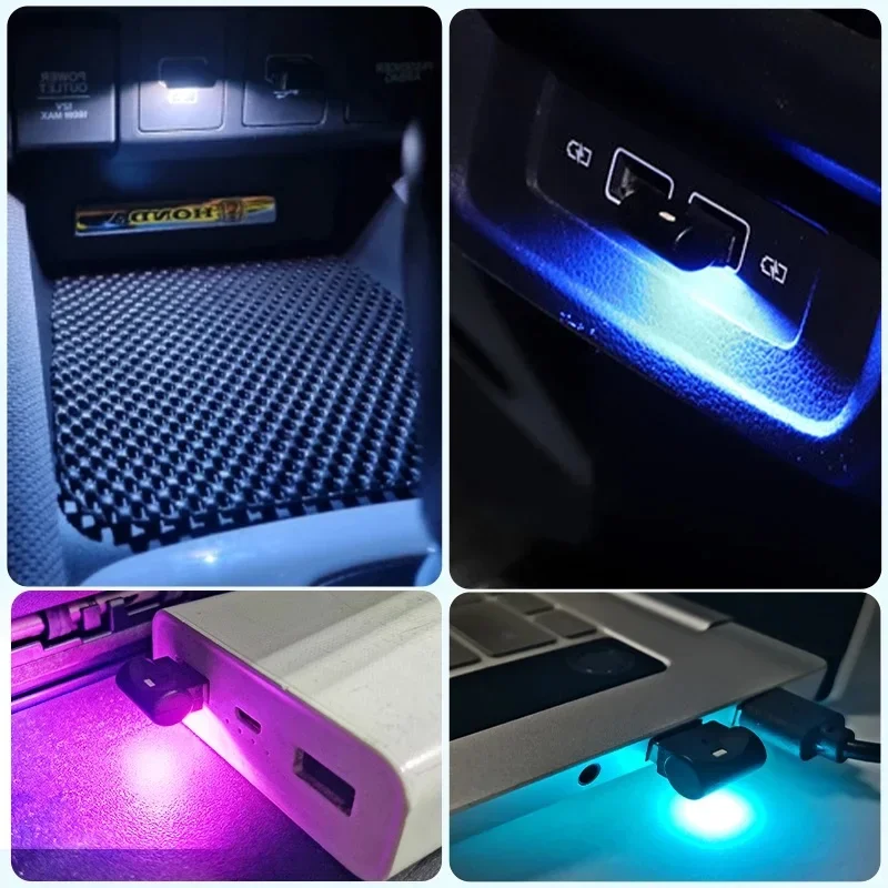 Mini USB ไฟ LED รถ Auto ภายในบรรยากาศไฟฉุกเฉิน RGB Auto สีสันโคมไฟตกแต่งอุปกรณ์เสริมรถยนต์
