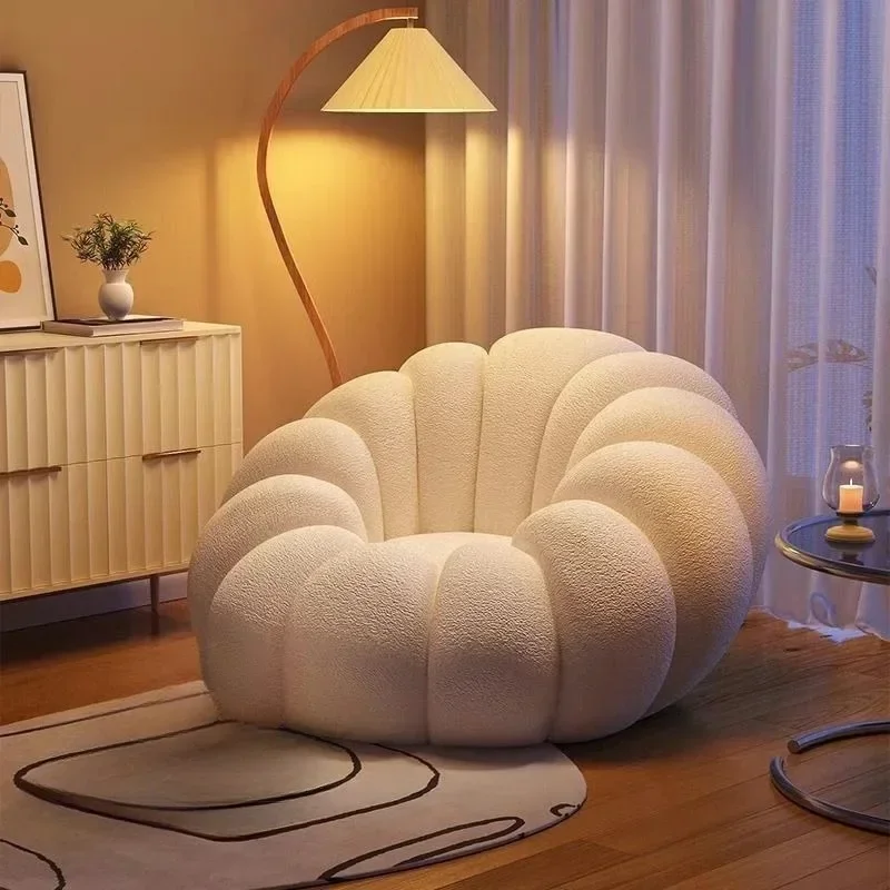 Creative ฟักทองรูปร่างเดี่ยวโซฟาห้องนอนระเบียงห้องนั่งเล่นเก้าอี้ที่ถอดออกได้ล้างทําความสะอาดได้เฟอร์นิเจอร์ห้องนั่งเล่น