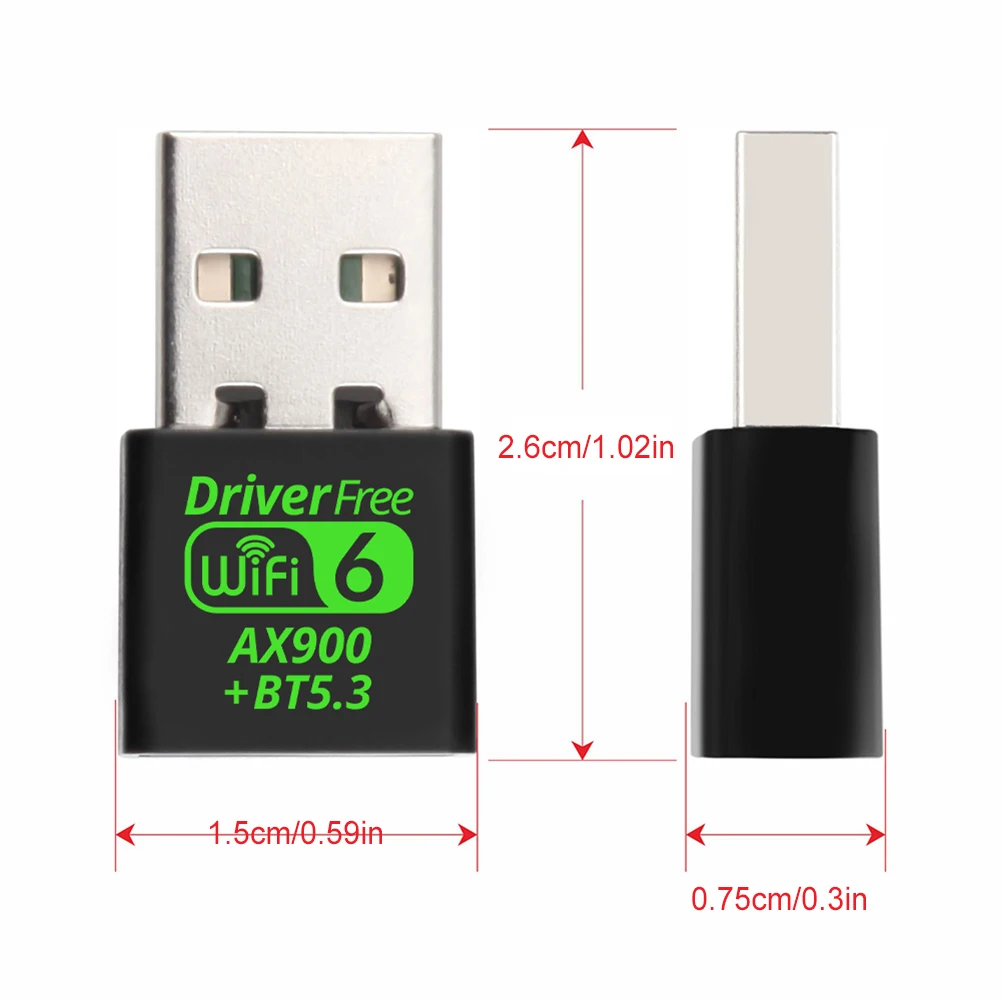 USB WiFi 6 Bluetooth-Compatible 5.3 Adapter Wireless Network Card 900Mbps Mini USB WiFi Dongle Driver Free for PC/Laptop/Desktop