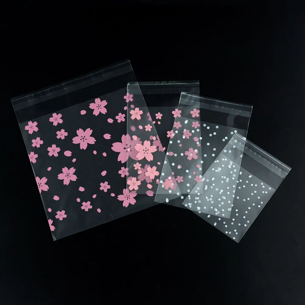 100Pcs Kunststoff Transparent Geschenk Tasche Dot Candy Cookie Verpackung Tasche Mit DIY Selbst Klebe Tasche Hochzeit Dekoration Party taschen
