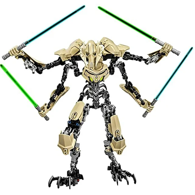 Ksz714 Star ของเล่นอะนิเมะหุ่นยนต์ทั่วไป Grievous พร้อม Lightsaber Hilt Combat Weapon ชุดบล็อกประกอบรูปของเล่นของขวัญ