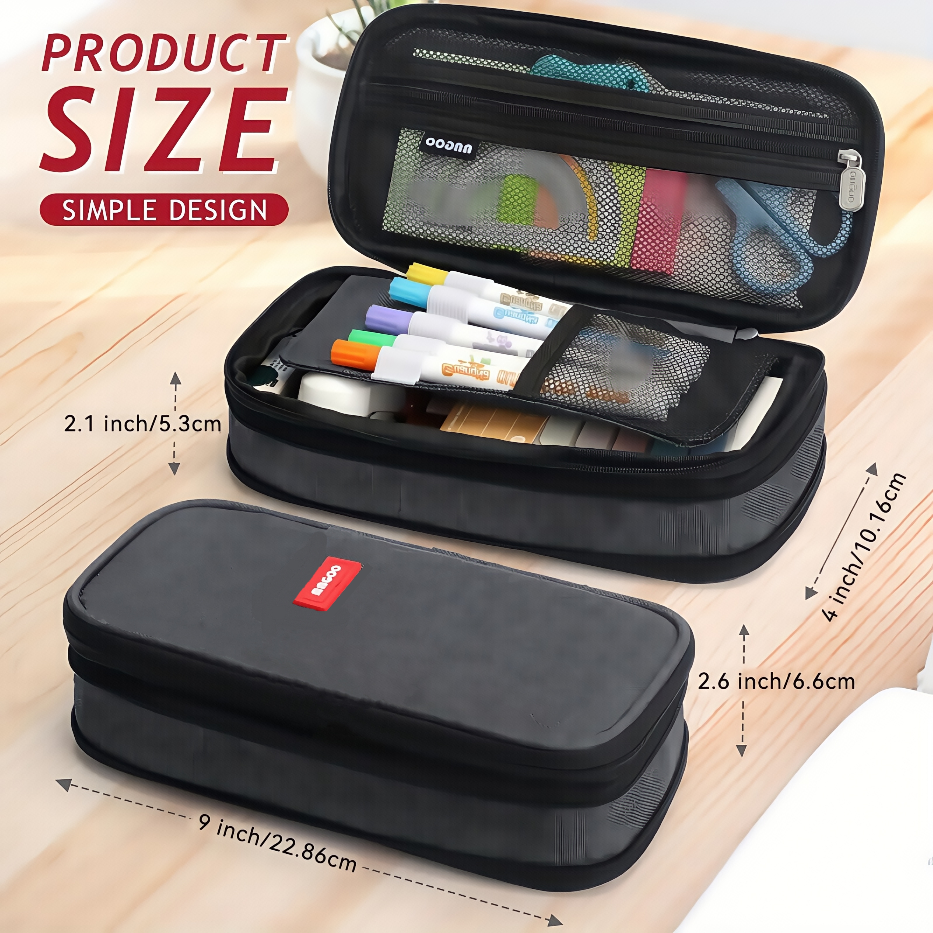 Multi-functional double-layer canvas pencil bag, large capacity portable waterproof stationery bag, essential school supplies