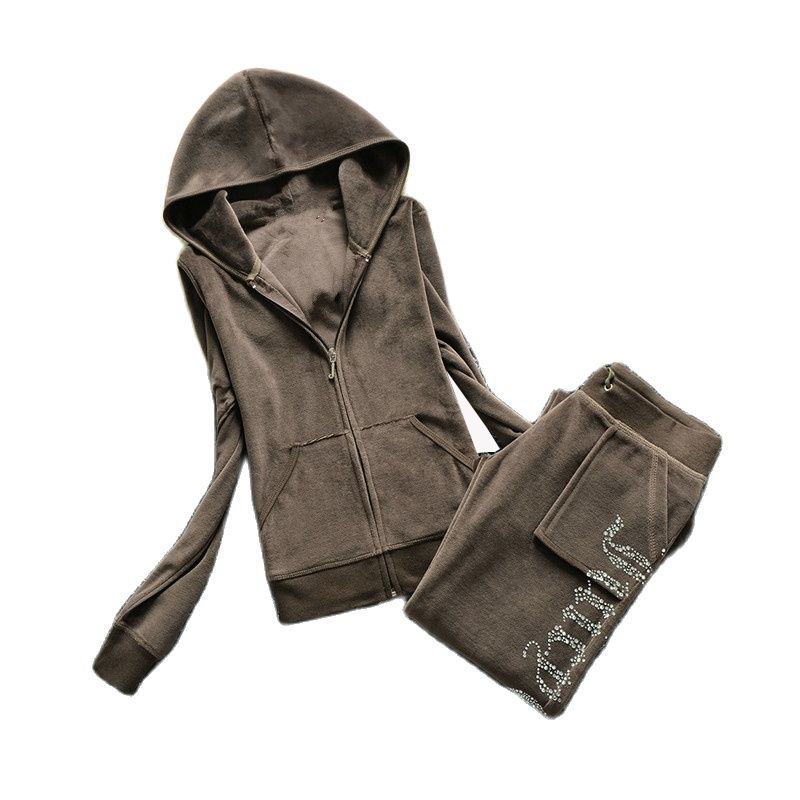 Y2k ベルベットトラックスーツ春秋の女性暖かい 2 ピースベルベットトラックスーツ石積みクラウントラックスーツカジュアルエレガントなレディース春ジャケット