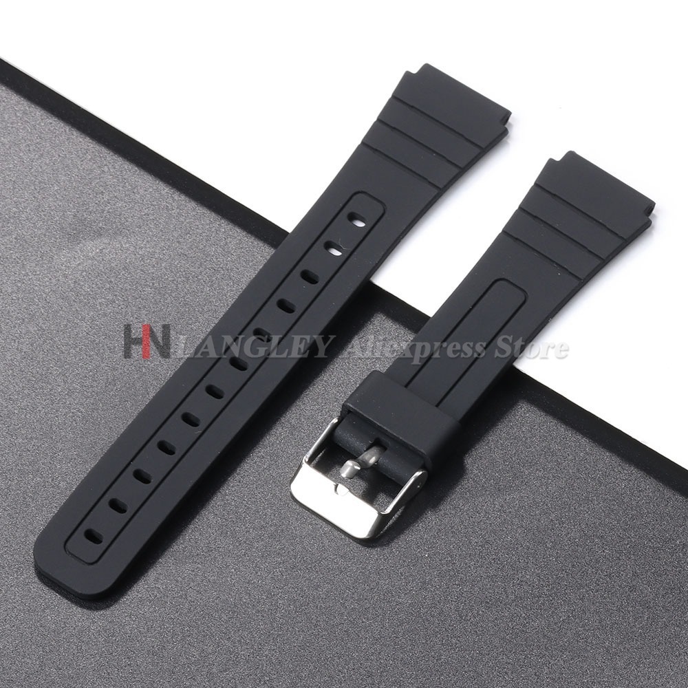 Correa de silicona para reloj Casio W800H, pulsera de goma suave negra para SGW400 F91W F84 F105/108/A158/168 AE1200/1300 de 18mm