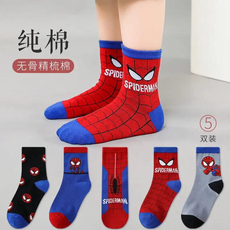 2024 Nuovi Costumi Cosplay Anime Calzini per bambini Spiderman Cartoon Anime Hero Cotton Ragazzi Calzini a tubo Bambini Autunno Inverno Calzini per bambini
