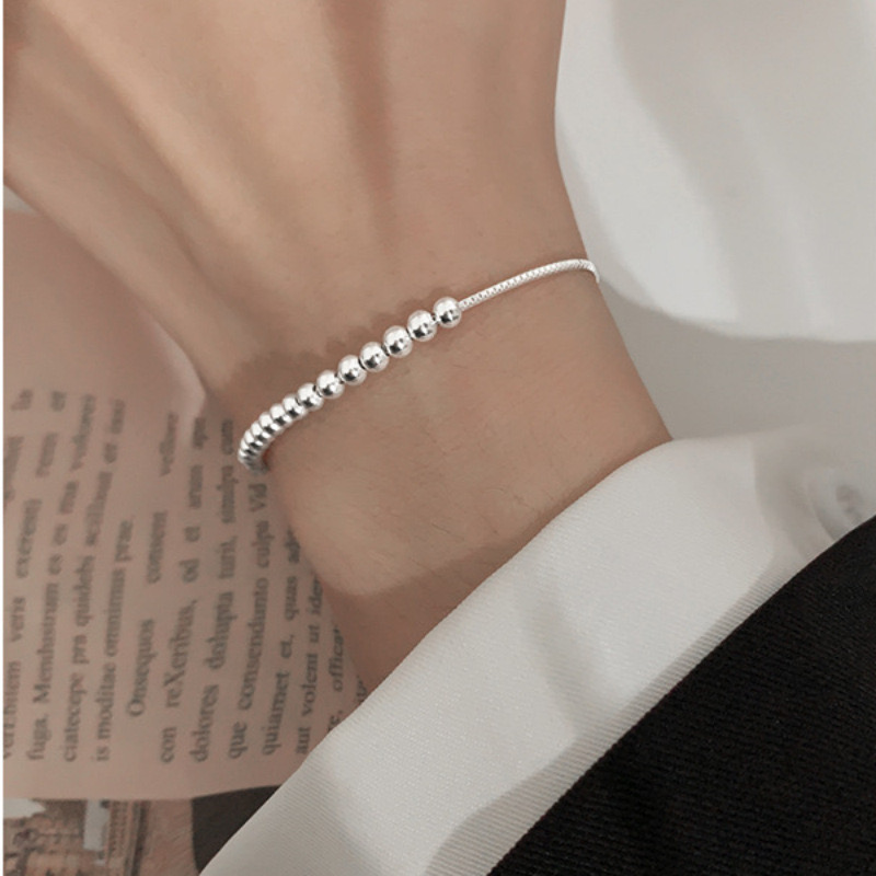 100% pulseras de Metal de plata sólida 925 para mujeres y hombres, cuentas ajustables, pulsera Simple hecha a mano, regalo de cumpleaños y Navidad