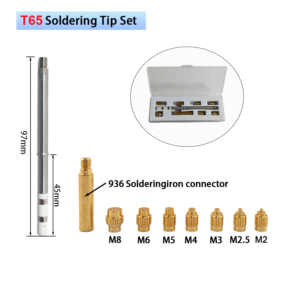 TS/T65 Heat Insert Nut kit 3D threaded hole Implanted Hot Melt Brass Nut Pressure M2-M8 tip kit for TS101/Pinecil Soldering Iron