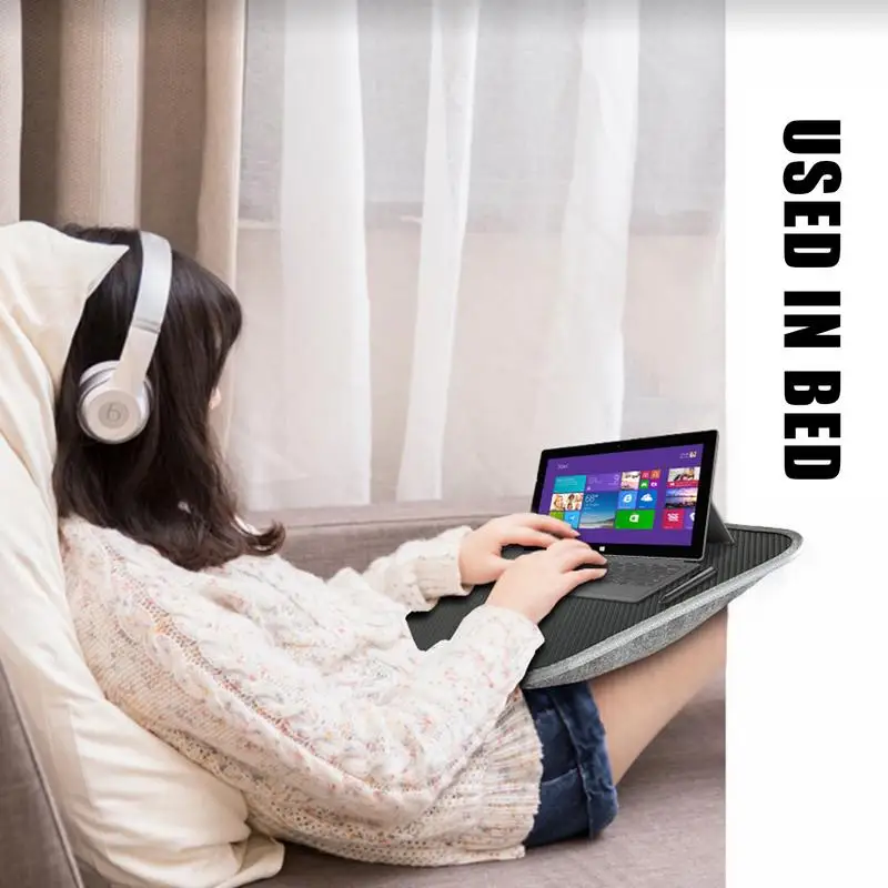 Mesa multifuncional para laptop, almofada e enchimento de partículas de espuma, pequena mesa de travesseiro, mouse pad rígido