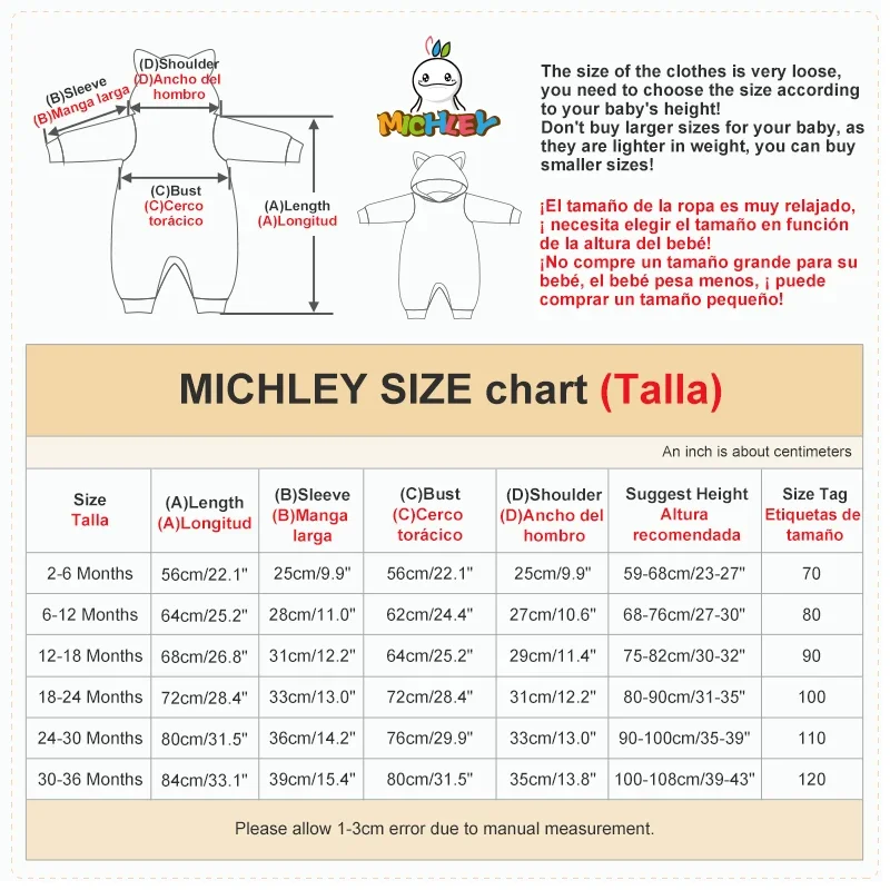 MICHLEY 冬ベビーロンパースフード付きフランネルコスプレ幼児幼児服全体的なボディスーツジャンプスーツ衣装子供のための女の子男の子